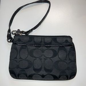 Black Signature Coach Wristlet
